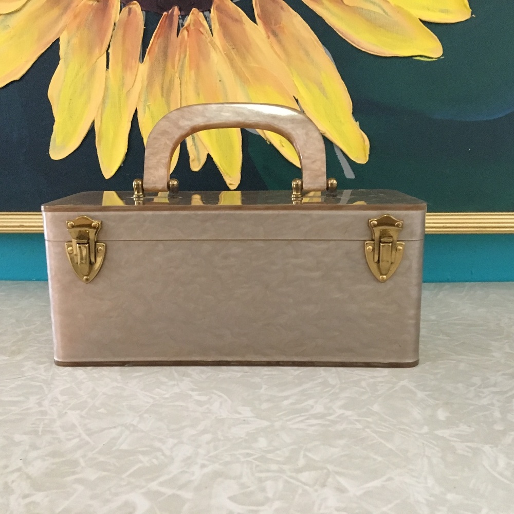 Wilardy Lucite Taupe tan Vintage Box Purse Handbag